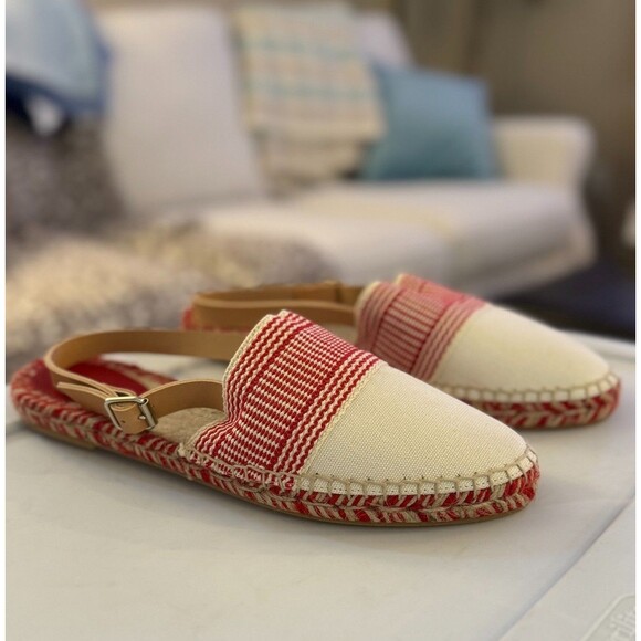 NEW Anthropologie x Maypol Women's Sandals Sz. 9.5 Red & White Espadrilles - Picture 3 of 13